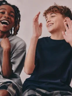 Noir gris - Lot de 2 pyjamas oversize tissés à carreaux (3-16ans)