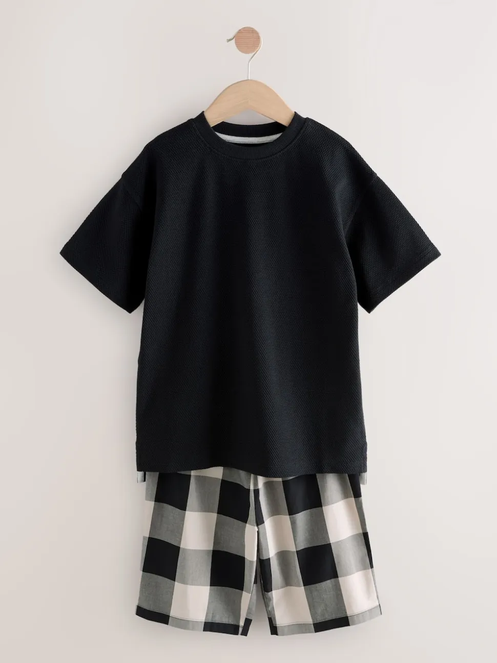 Noir gris - Lot de 2 pyjamas oversize tissés à carreaux (3-16ans)