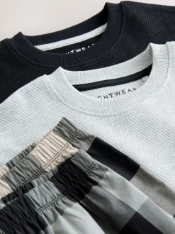 Noir gris - Lot de 2 pyjamas oversize tissés à carreaux (3-16ans)