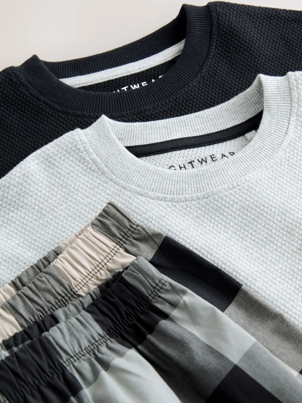 Noir gris - Lot de 2 pyjamas oversize tissés à carreaux (3-16ans)