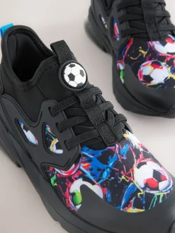 Noir motif football - Entraîneurs en dentelle élastique