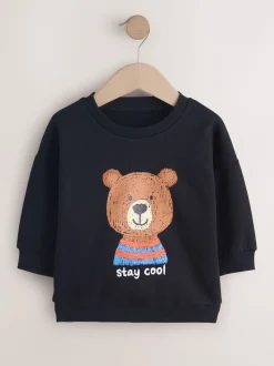 Noir motif ours - Sweat-shirt imprimé (3mois à7ans)
