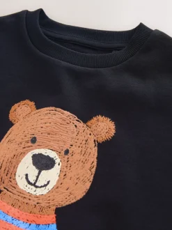 Noir motif ours - Sweat-shirt imprimé (3mois à7ans)