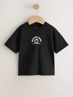 Noir motif smiley - Petit t-shirt graphique à manches courtes (3mois à7ans)