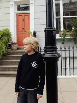 Noir NYC - Tireur de col rond tricoté (3-16yrs)