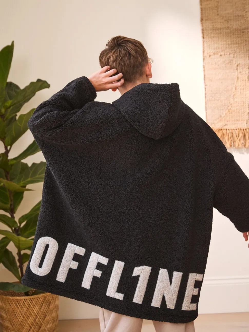 Noir Offline - Sweat à capuche avec couverture en polaire (3-16ans)