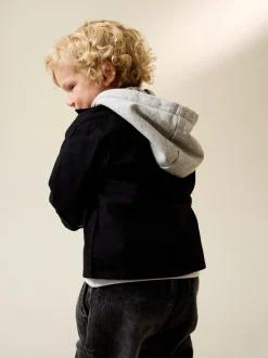 Noir Ripstop - Ensemble surchemise et t-shirt à capuche en sergé (3mois7ans)