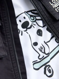 Noir Ripstop - Ensemble surchemise et t-shirt à capuche en sergé (3mois7ans)