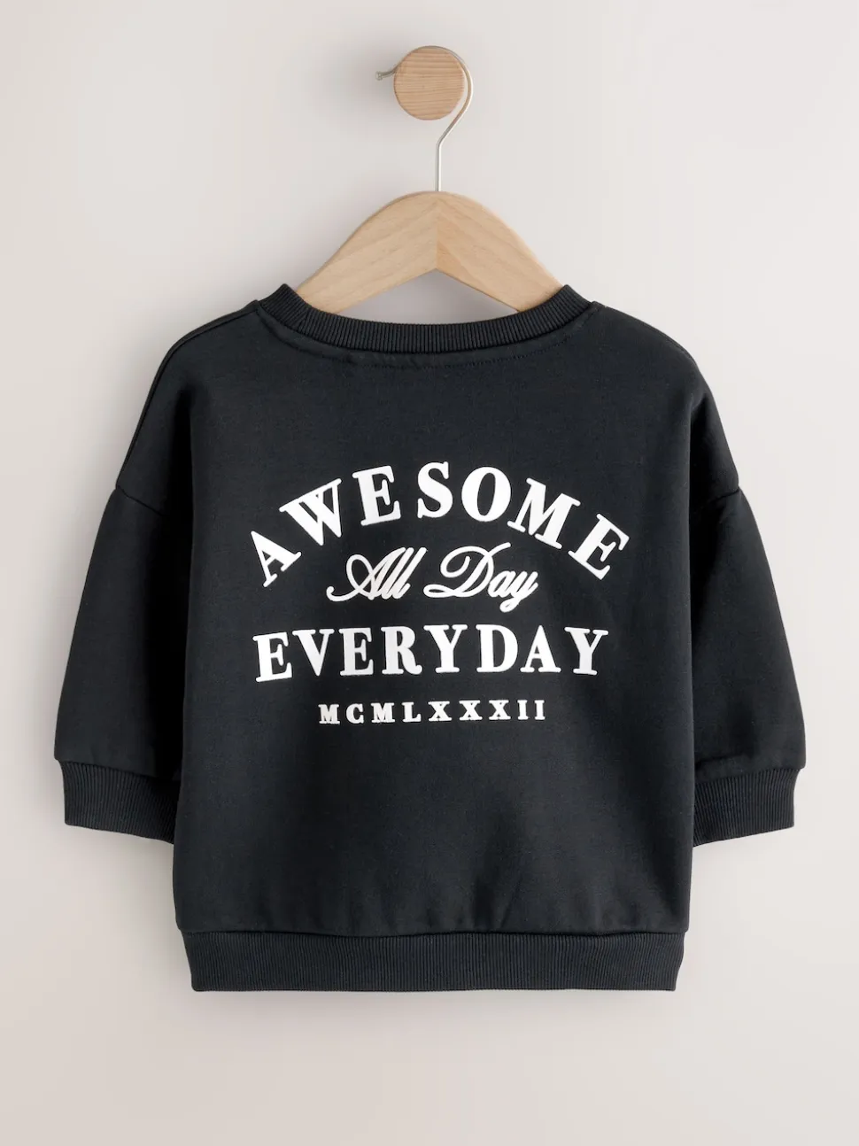 Noir Super Everyday - Sweat-shirt en jersey à col rond imprimé au dos (3mois7ans)