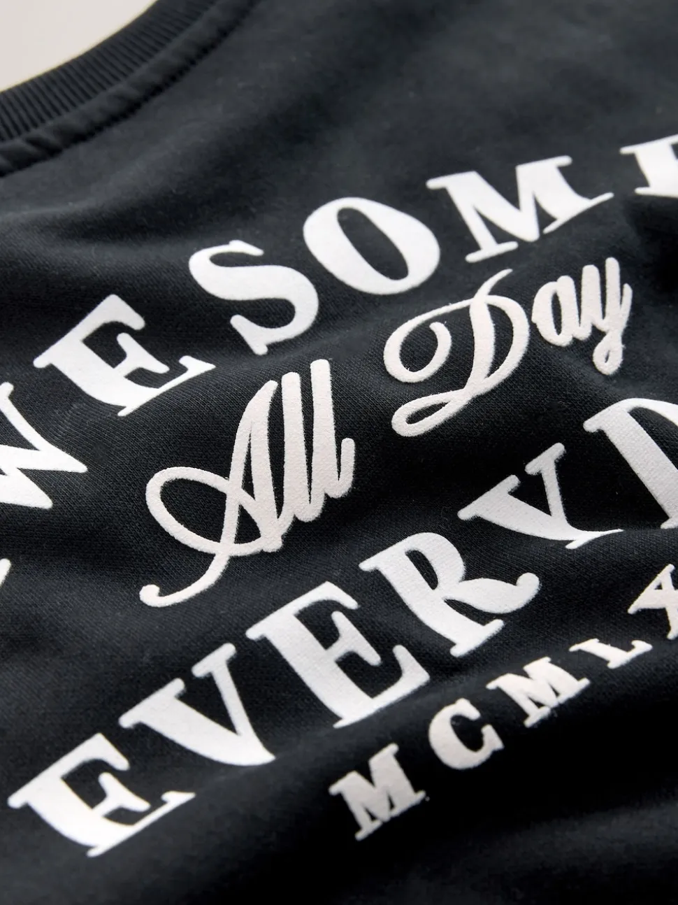Noir Super Everyday - Sweat-shirt en jersey à col rond imprimé au dos (3mois7ans)