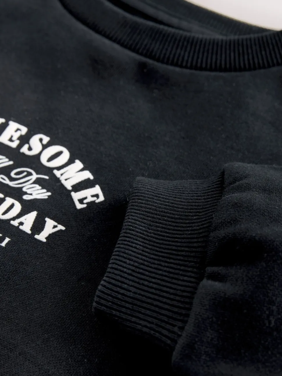 Noir Super Everyday - Sweat-shirt en jersey à col rond imprimé au dos (3mois7ans)