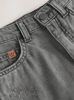 Noir usé - Short en jean authentique large (3-16ans)