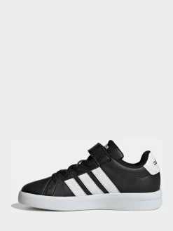 Noir/Blanc - adidas Grand Court 3.0 Baskets enfant à lacets élastiques