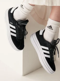 Noir/Blanc - Baskets adidas VL Court Bold Lace Junior