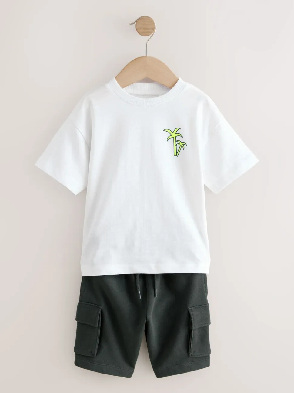 Noir/Blanc - Ensemble t-shirt à manches courtes et short utilitaire (3mois7ans)