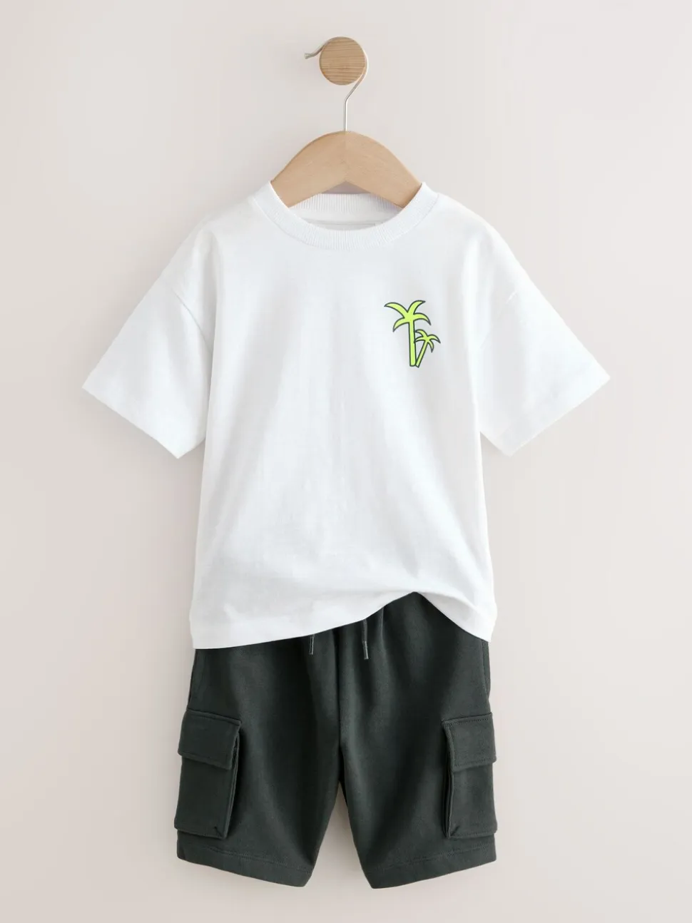Noir/Blanc - Ensemble t-shirt à manches courtes et short utilitaire (3mois7ans)