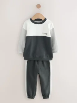Noir/Blanc - Ensemble T-shirt et Jogging à manches longues (3mths-7yrs)