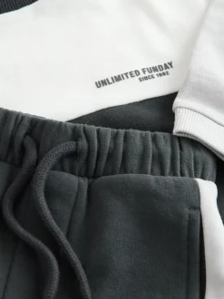 Noir/Blanc - Ensemble T-shirt et Jogging à manches longues (3mths-7yrs)