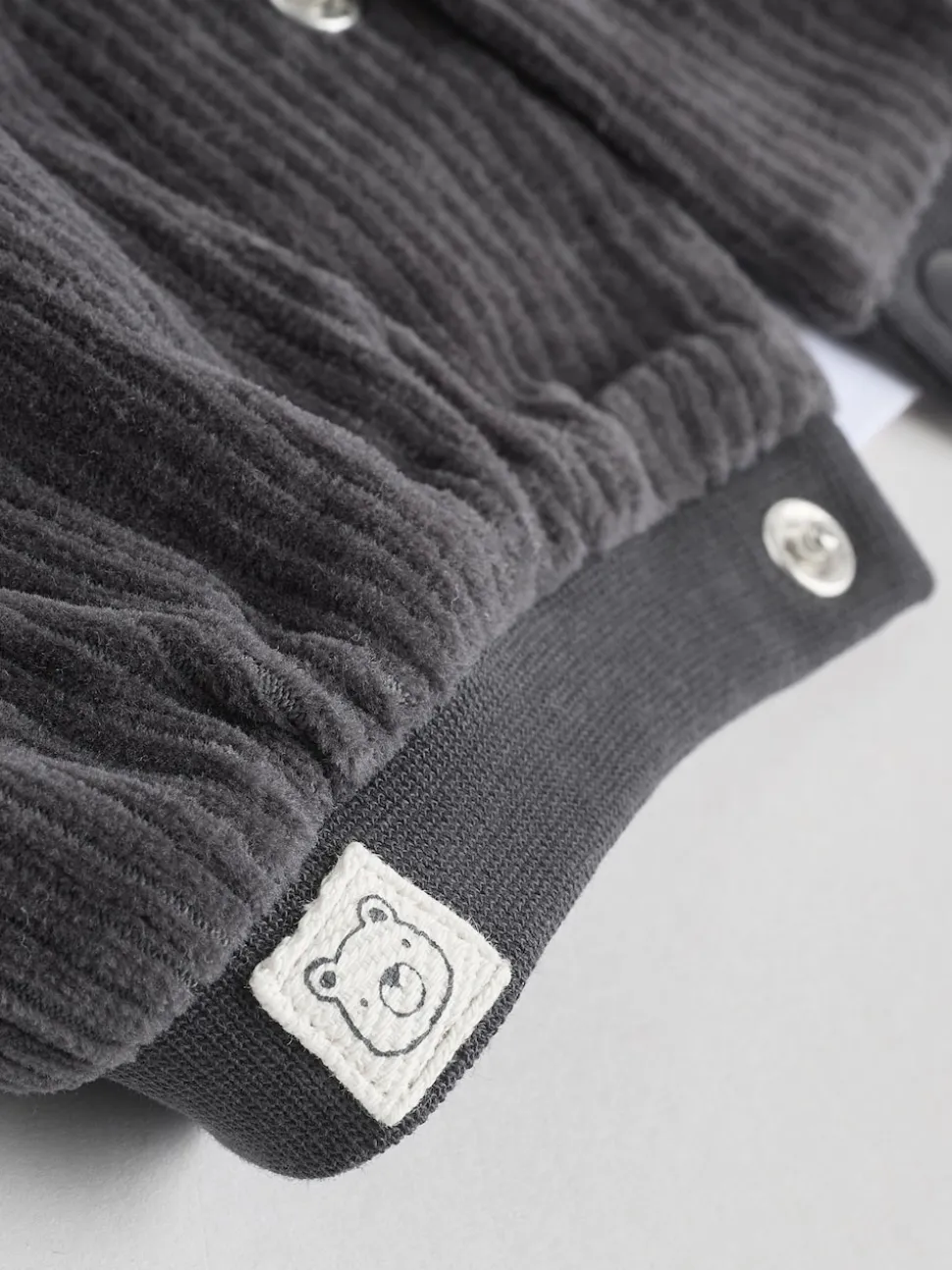 Noir/Blanc - Ensemble veste, haut et jogging en velours bébé (0mois-2ans)