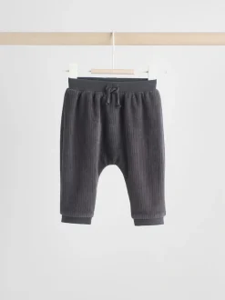 Noir/Blanc - Ensemble veste, haut et jogging en velours bébé (0mois-2ans)