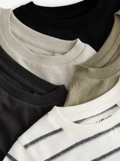 Noir/Blanc - Lot de 5 t-shirts à manches longues unis (3mois-7ans)