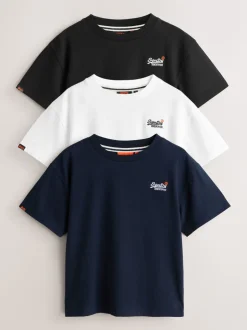 Noir/Blanc - Lot de 3 t-shirts Superdry