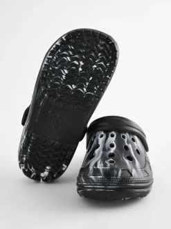 Noir/Blanc - Sabots chaussons doublés chauds