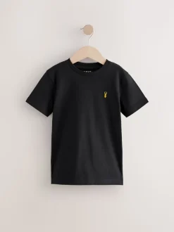 Noir/Blanc - T-shirt brodé Manches courtes Stag 2 Pack (3-16ans)