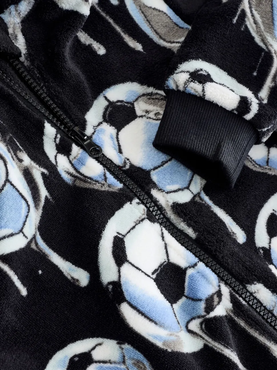 Noir/blanc football - Pyjama tout-en-un en polaire (3-16ans)