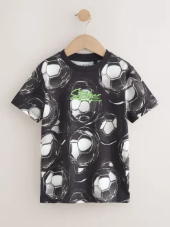 Noir/blanc football - T-shirt imprimé régulier à manches courtes (3-16ans)