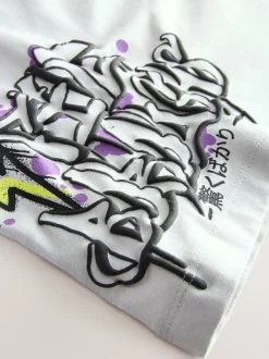 Noir/Blanc/Gris - Lot de 3 t-shirts à manches courtes à imprimé graphique décontractés (3-16ans)