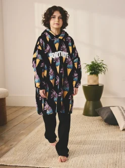 Noir/bleu Fortnite - Sweat à capuche avec couverture en polaire (5-13ans)