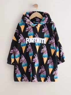 Noir/bleu Fortnite - Sweat à capuche avec couverture en polaire (5-13ans)