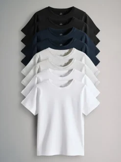 Noir/bleu marine/gris chiné/blanc - The Set lot de 8 t-shirts en coton à manches courtes