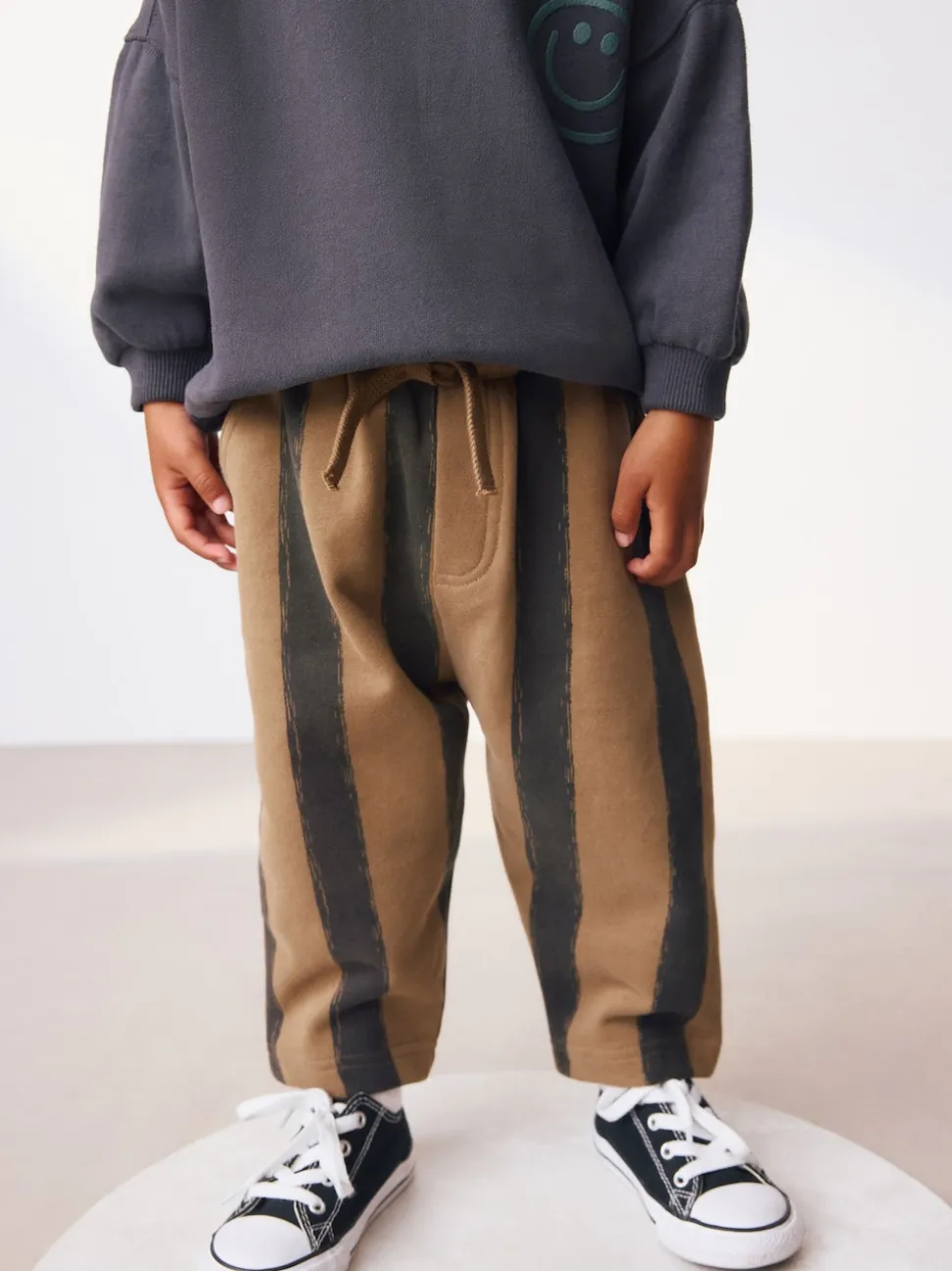 Noir/Brun - Ensemble Sweatshirt et Joggers Rayure (3mths-7yrs)