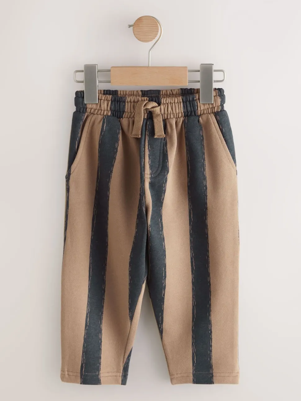 Noir/Brun - Joggings Jambe large en jersey (3mois à7ans)