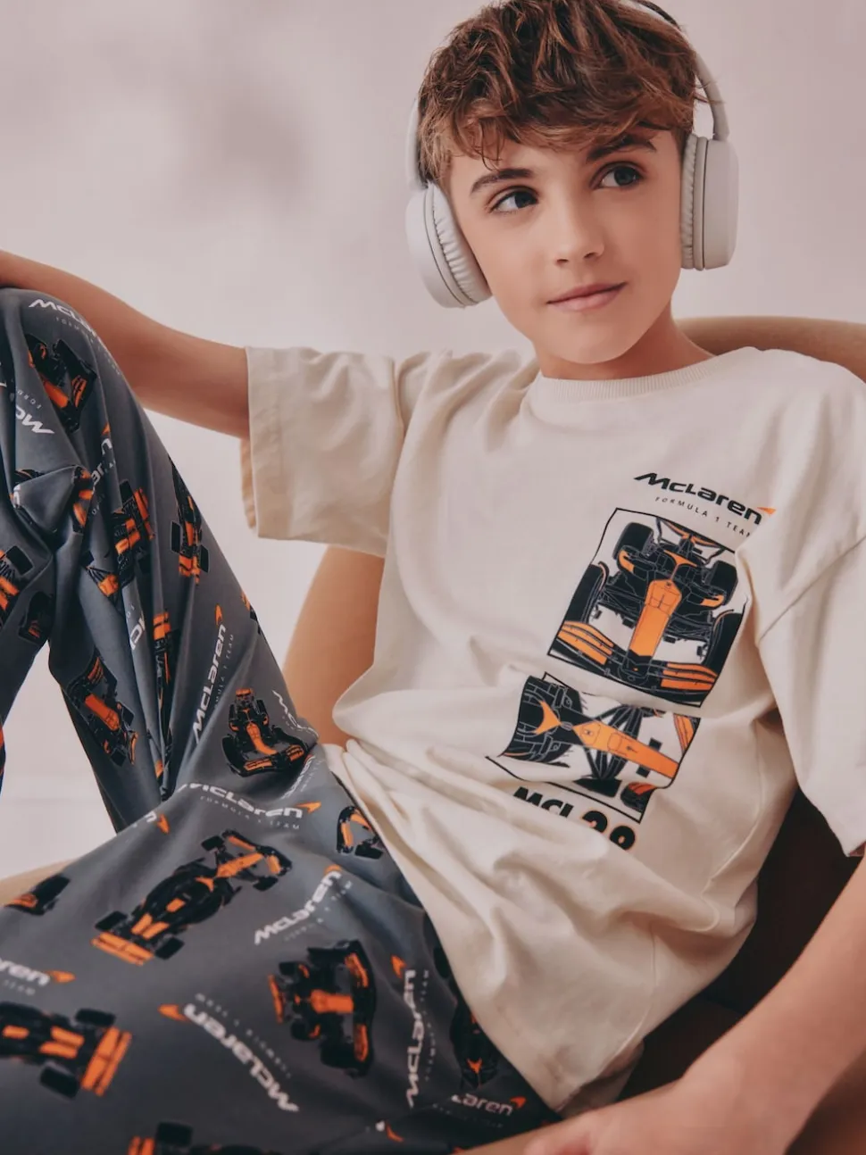 Noir/Crème McLaren - Pyjama à licence unique 100% coton (3-16ans)