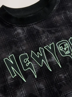 Noir/Crâne gris - Lot de 2 pyjamas à manches longues (3-16ans)