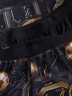 Noir/doré motif football - Lot de 2 pyjamas à manches longues (3-16ans)