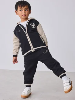 Noir/Ecru - Baker by Ted Baker Varsity 3 Pieces Sweat-shirt à capuche, T-shirt et Joggings Ensemble