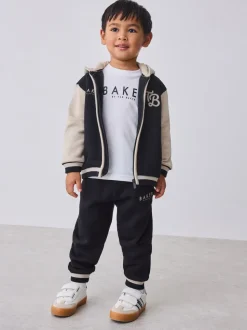 Noir/Ecru - Baker by Ted Baker Varsity 3 Pieces Sweat-shirt à capuche, T-shirt et Joggings Ensemble