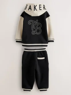 Noir/Ecru - Baker by Ted Baker Varsity 3 Pieces Sweat-shirt à capuche, T-shirt et Joggings Ensemble