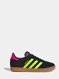 Noir/fluo/rose - Baskets adidas Originals Gazelle Lace Junior