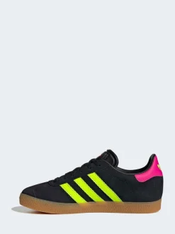 Noir/fluo/rose - Baskets adidas Originals Gazelle Lace Junior
