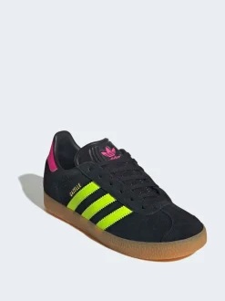 Noir/fluo/rose - Baskets adidas Originals Gazelle Lace Junior