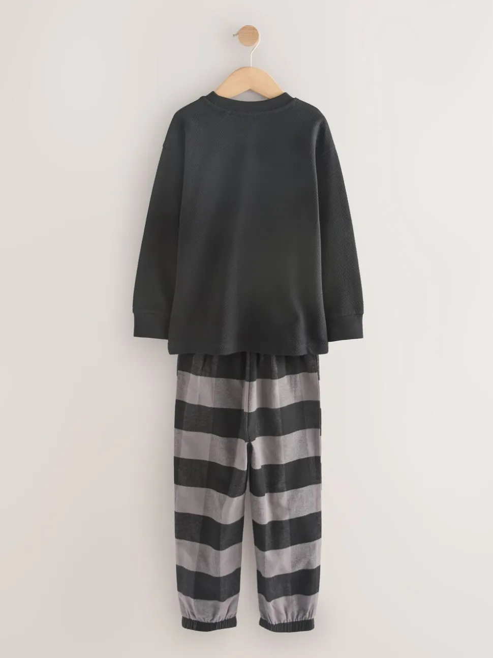 Noir/Gris - Lot de 2 pyjamas en tissu à carreaux à manches longues (3-16ans)