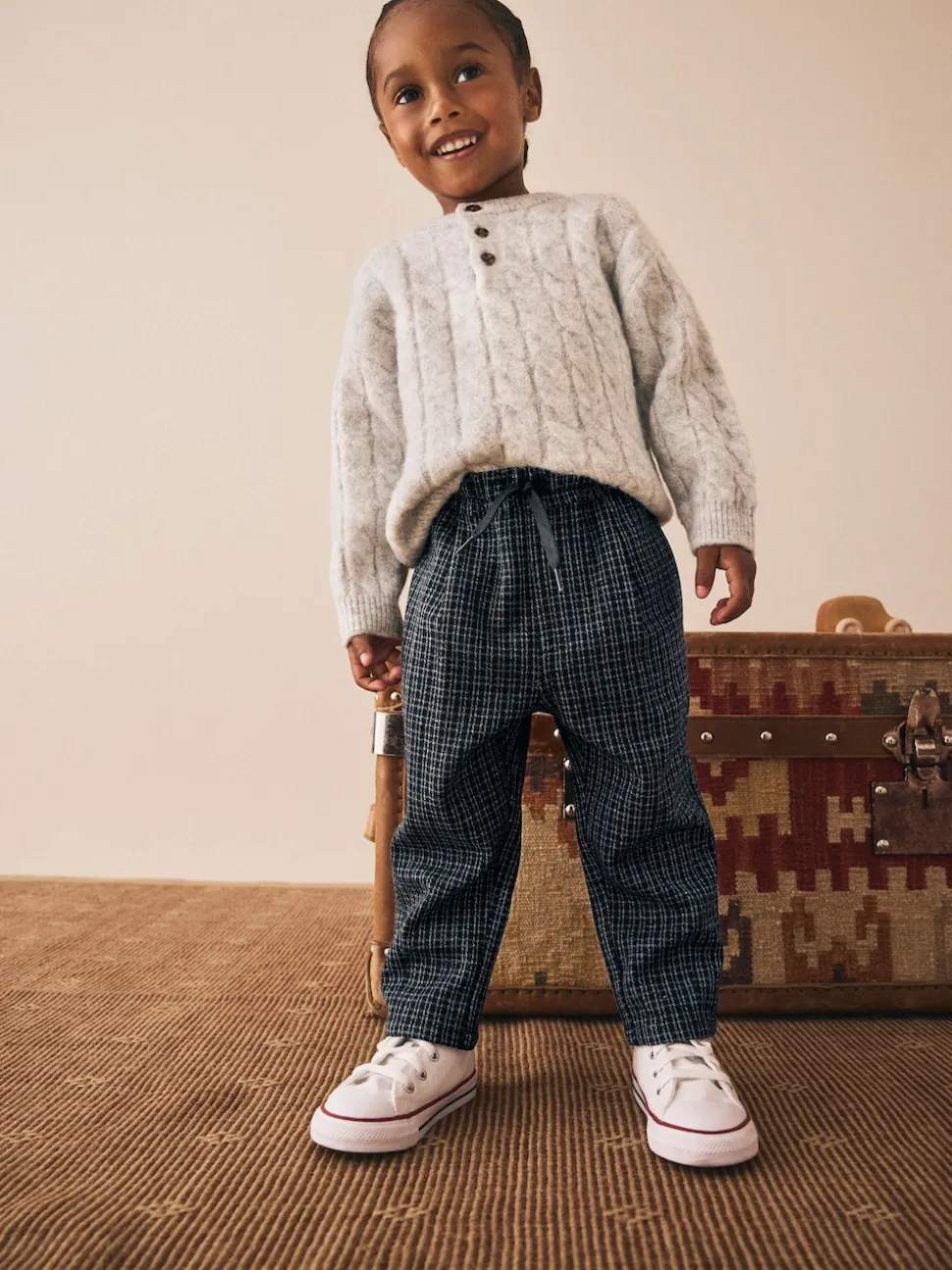 Noir/Gris - Pantalons élégants à enfiler (3mois à7ans)