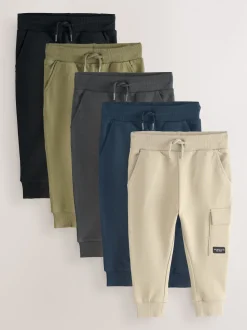 Noir/gris anthracite/Beige Sable/vert kaki - Lot de 5 joggings (3mois-7ans)