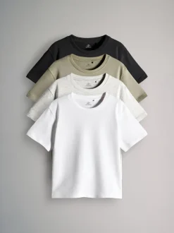 Noir/Gris Chiné/Vert/Blanc - The Set lot de 4 t-shirts oversize en coton épais à manches courtes