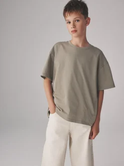 Noir/Gris Chiné/Vert/Blanc - The Set lot de 4 t-shirts oversize en coton épais à manches courtes